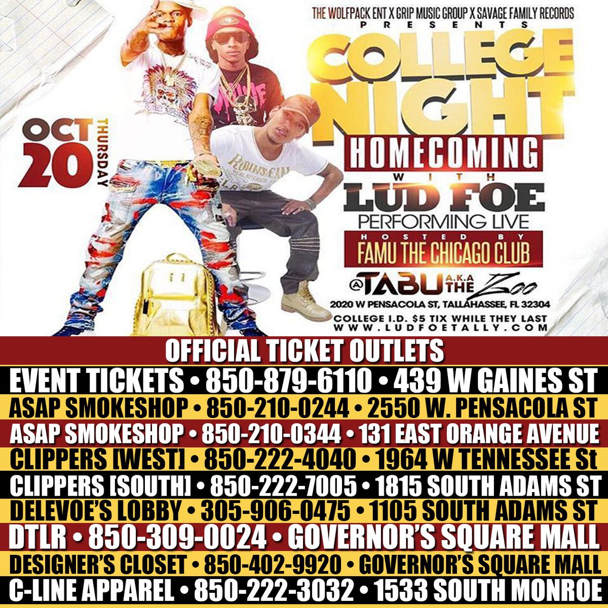 Plain_MaryJAne9's tweet photo. @OfficialLudFoe LIVE #FAMUHomecoming #ChicagoInvasion • THUR OCT 20th at @Tabu_Nightclub • Tix/Info @ https://t.co/KWqmHvl2Al #famuhc2k16 https://t.co/hDOGrwaQ2B