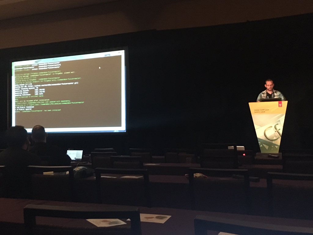 blusol850's tweet image. @bdw429s with @ortussolutions showcasing THE best tool for CF developers, #CommandBox #cfsummit2016 #LifeMadeEasy