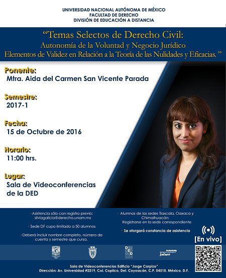 derecho_DED's tweet photo. Se invita a los estudiantes de @DerechoUNAMmx  a participar en la video conferencia: Temas selectos de Derecho Civil #ExcelenciaAcadémica https://t.co/2xBvv6aUbP
