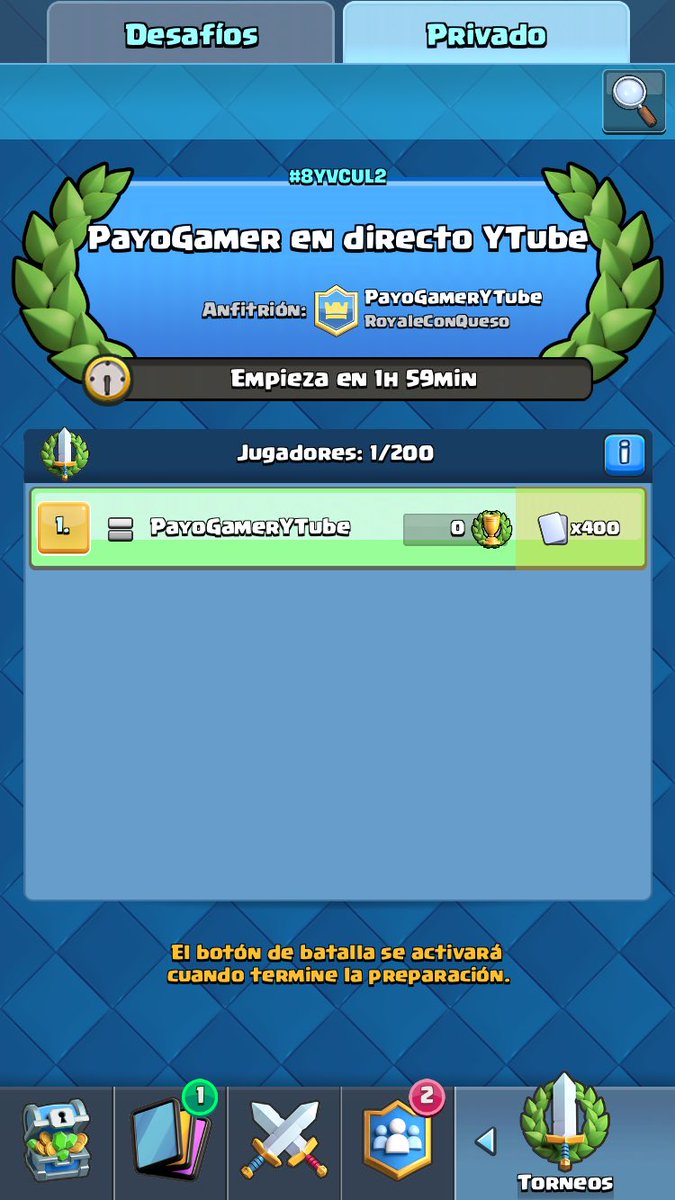 payonet2011's tweet photo. Ya está creado el torneo !! Porfa re Twitter para que se llene rápido y el vídeo no quede muy largo gracias y mucha suerte !! https://t.co/IROqfGm51T