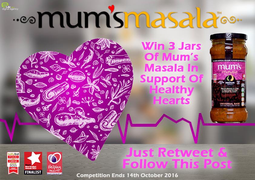 MumsMasala's tweet photo. Healthy hearts #competition continues til #FreebieFriday. Follow &amp; Retweet for a #chance to# win our #Giveaway.
Mum's Masala #YouDeserveIt https://t.co/QZm91F9vSF