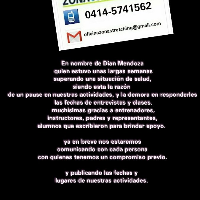 ZonaStretching's tweet photo. Linea directa con dian mendoza
0414-5741562 https://t.co/mV1OZ32inb