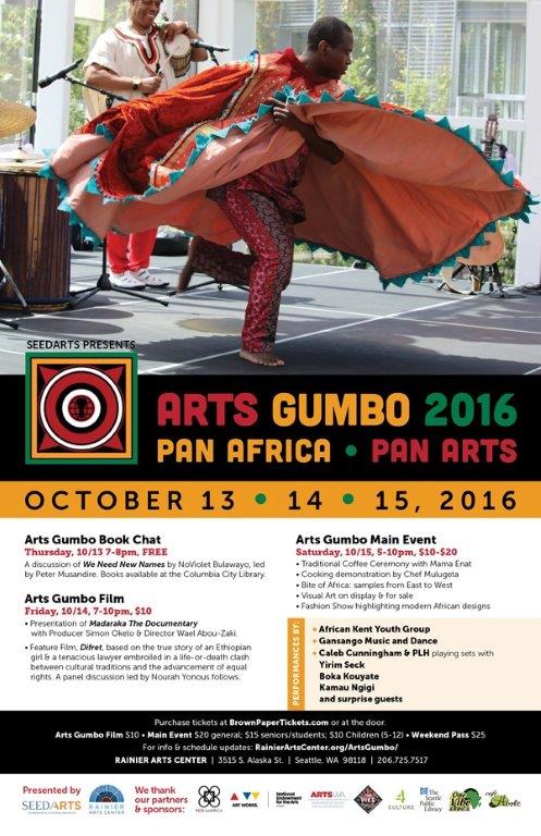 Rainier Arts Center celebrates contemporary African culture this weekend at Arts Gumbo 2015: food, music, arts &amp; dance. <a href="/4Culture/">4Culture</a>  <a href="/ArtsWA/">ArtsWA</a>