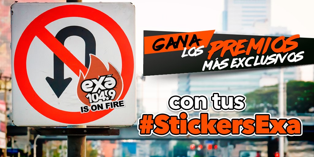ExaFM's tweet photo. ¿Dónde pegaste tus #StickersExa? 😎 Gana premios exclusivos con ellas en el 104.9 🙌🏻 https://t.co/ESljYSAeKk