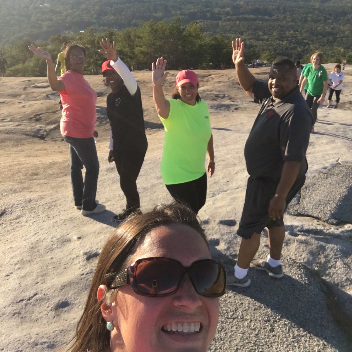 AmandaWMarsh's tweet photo. "You've got what it takes, but it will take everything you've got!" Conquered Stone Mountain as a team! @GLISI @BibbSchools #BCLS50 #team https://t.co/HipkCFo0QH