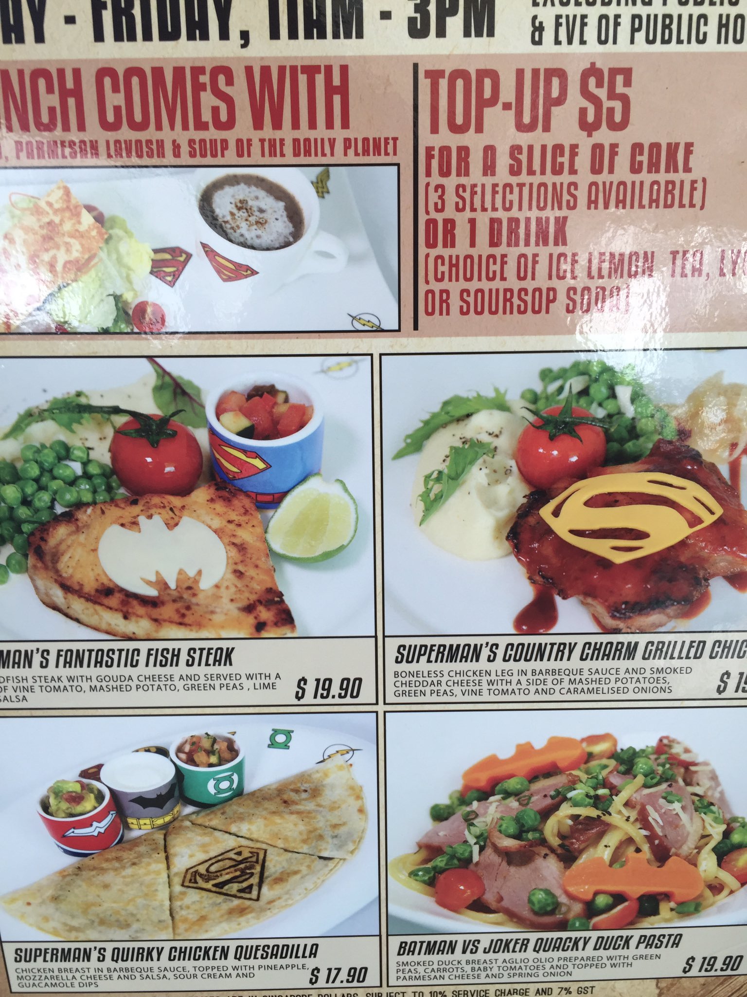 Markus Bernsen Awesome Menu At The Dccomics Cafe In Singapore The Batman Pie Is Not Bad