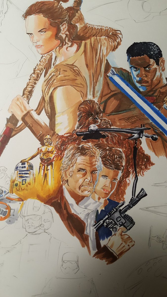 JacobReher's tweet photo. WIP #StarWars #TheForceAwakens #artwork @Blick_Art markers on @CansonPaper @starwars @JJAbramsFans https://t.co/1qfxQn7YZo