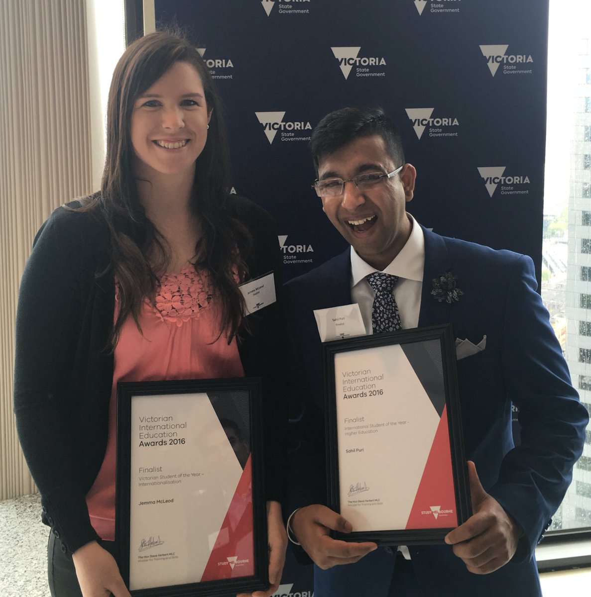 BronteNeyland's tweet photo. Congrats Jemma McLeod &amp; @SahilPassionLyf.  Finalists Vic Govt awards. Std of Yr - Intl &amp;Int Std of Yr. @victoriauninews @SteveBerridge1 https://t.co/7zlqrnmCCA