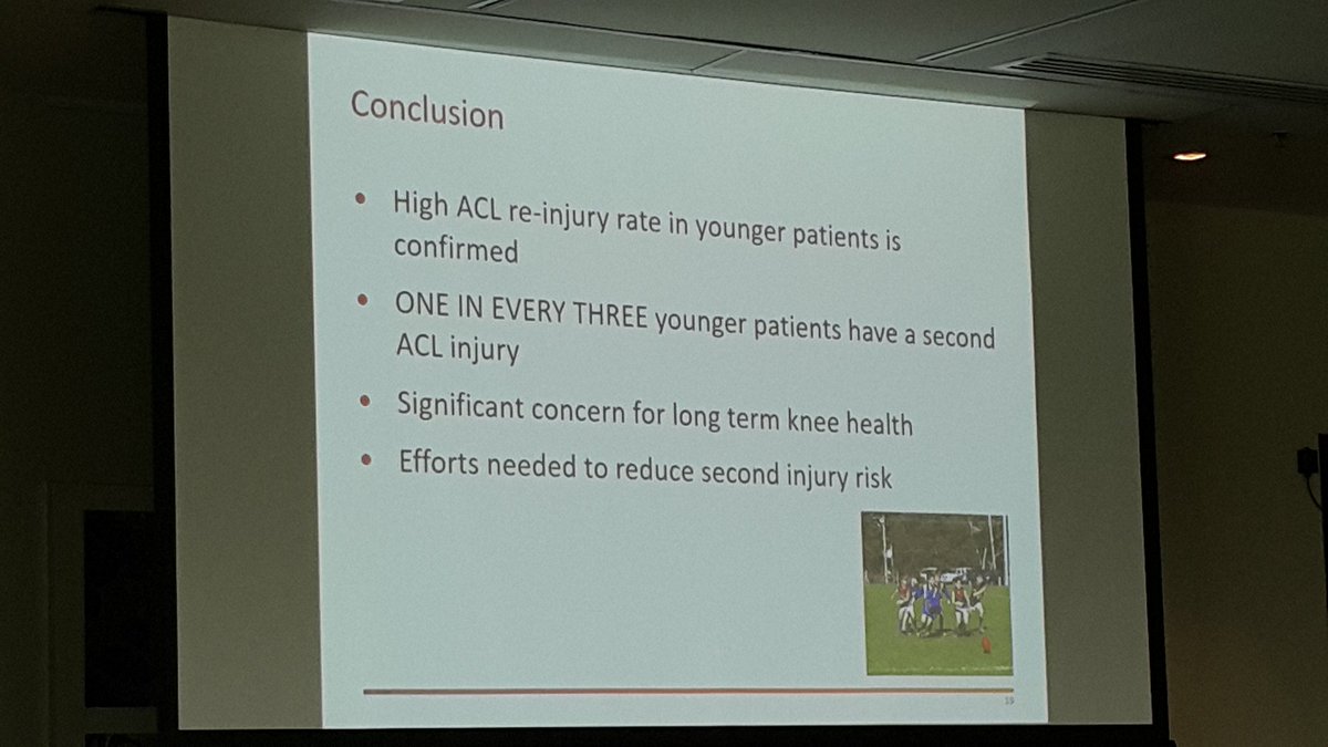 RodWhiteley's tweet photo. 44% of males <18yo had graft failure after ACL recon
Should we hold these guys back, or counsel to change sports? https://t.co/ow4C4hbb8R