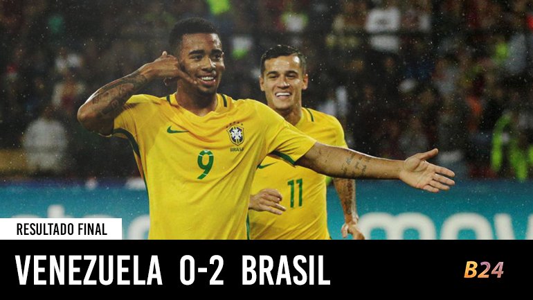 B24PT's tweet photo. Brasil sobe ao topo do grupo sul-americano após vitória sobre a Venezuela com golos de Gabriel Jesus e Willian. #WCQ https://t.co/OKJoyegxbC