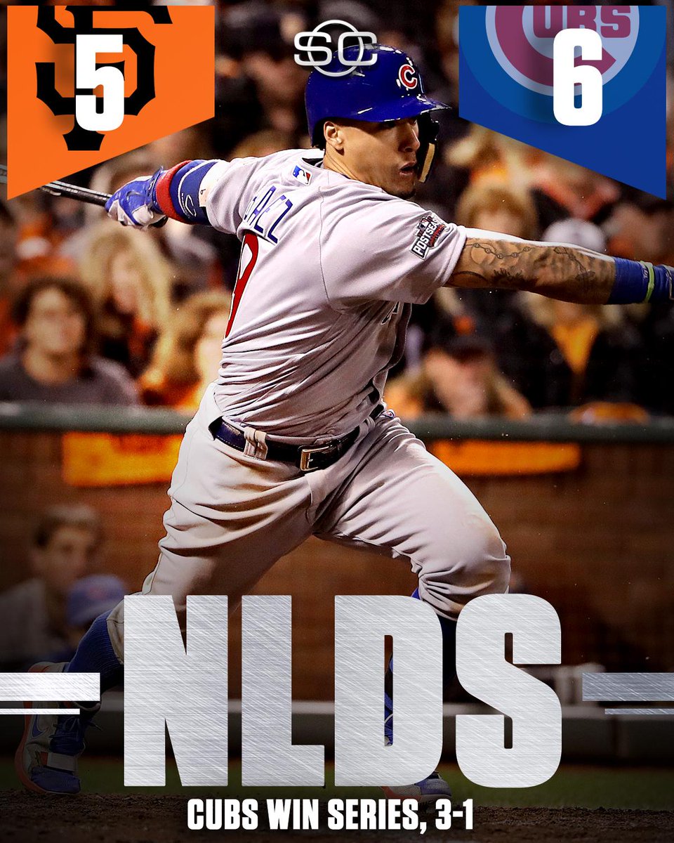 SportsCenter's tweet image. CUBS ADVANCE TO NLCS!

Chicago completes the comeback, scoring 4 runs in the 9th inning to eliminate the Giants.