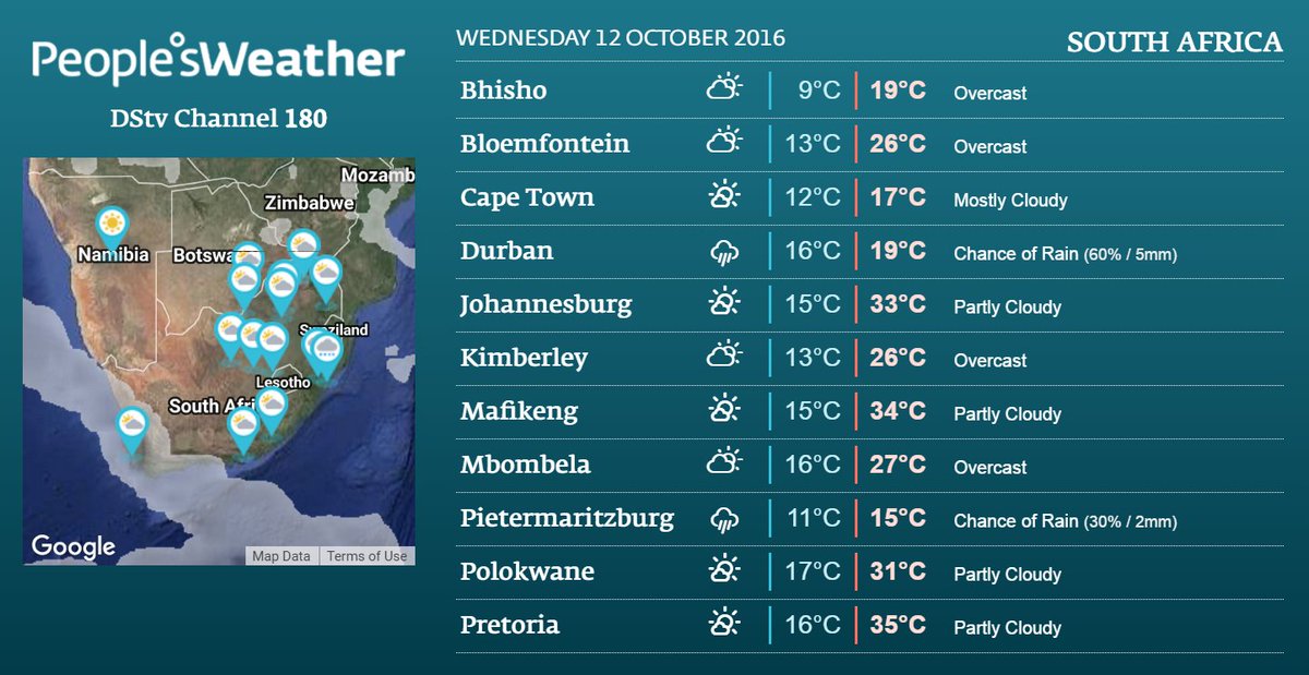 peoples_weather's tweet photo. 🌈 #SouthAfrica 12 Oct
@DStv Ch180 or visit: https://t.co/YZNDIEtx50
@SocialSA_ @iLoveRSA @PromoteZA https://t.co/30wpHGQMik
