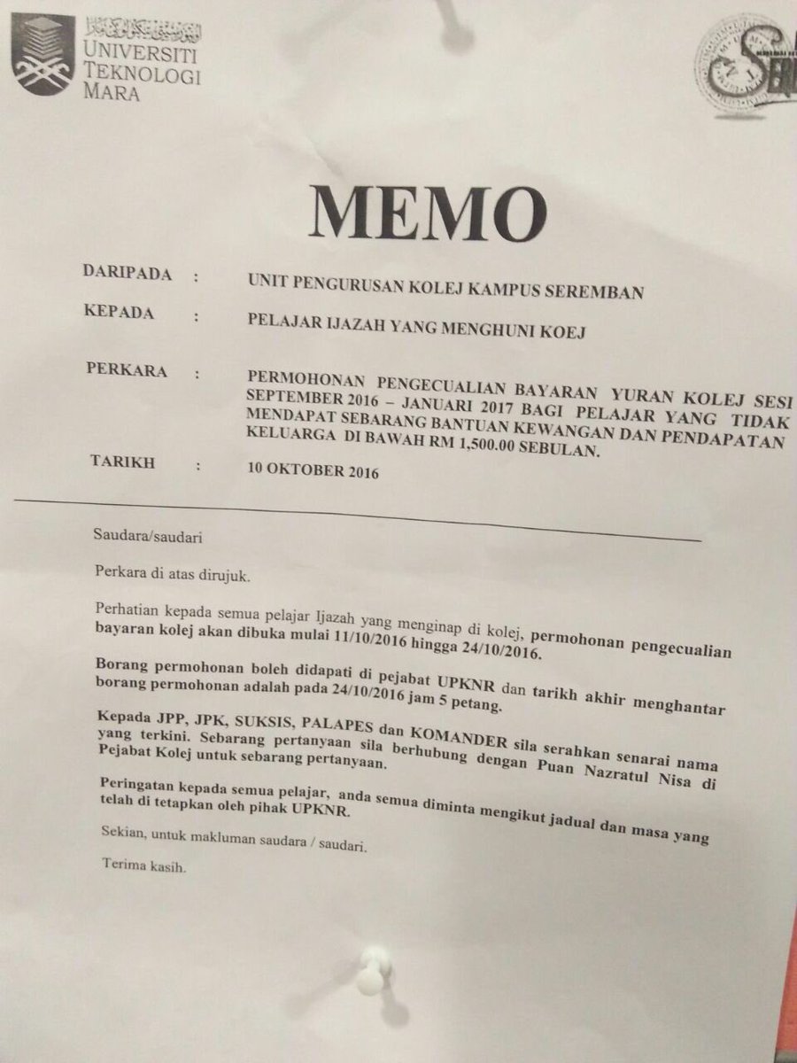 Surat Permohonan Kolej Uitm - Kuora a