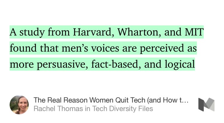 Some very real words here.. #experience “The Real Reason Women Quit Tech” — <a href="/math_rachel/">Rachel Thomas</a> medium.com/tech-diversity…