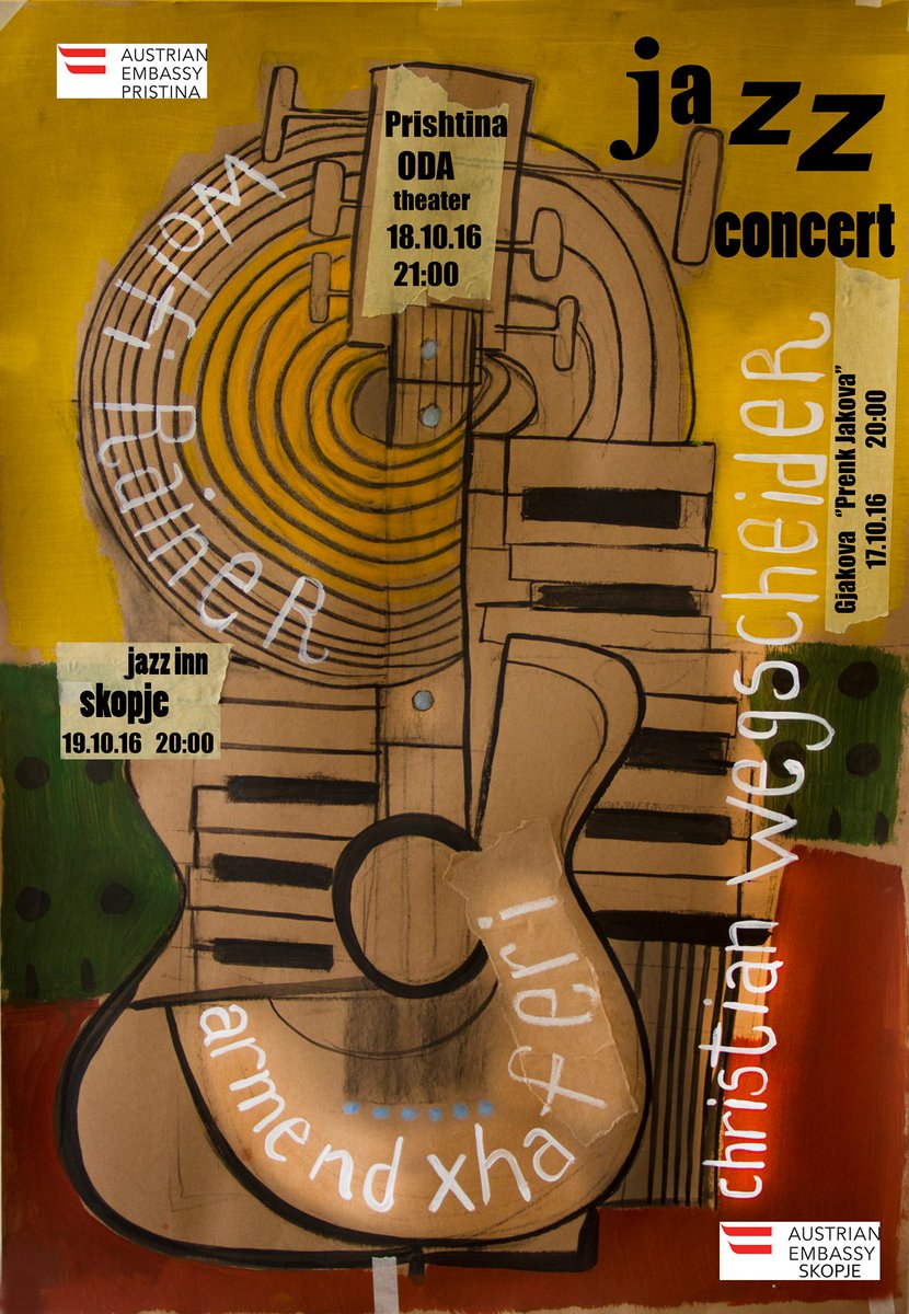 Jazz Concert- 18 October 2016 

Armend Xhaferi - Guitar (Kosova) 
Christian Wegscheider - Organ (Austria)
Wolfi Rainer - Drums (Austria)
