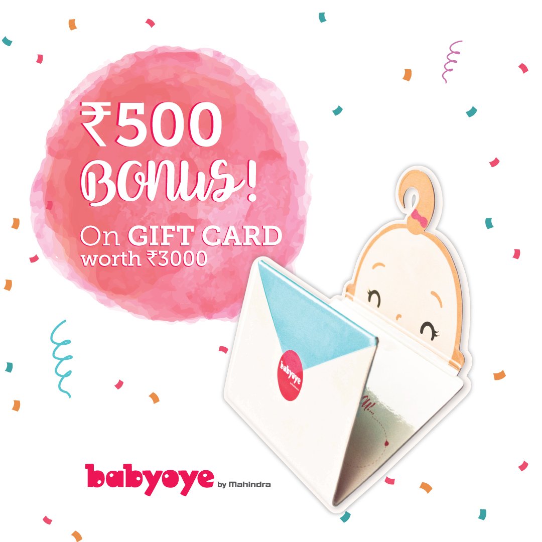 Buy a Gift Card worth Rs. 3500 or above &amp; get Rs. 500 as bonus!Offer valid till 31st October. 
Shop Now:bit.ly/2dVyLni
#Babyoye