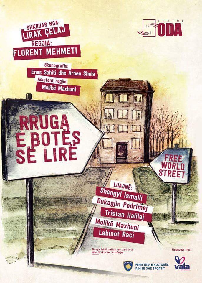Shfaqja " RRUGA E BOTES SE LIRE " 20.10.2016 ora 20:00 ne Teatrin ODA
Per rezervimin e biletave na kontaktoni ne 038-248-555 ose ne Facebook