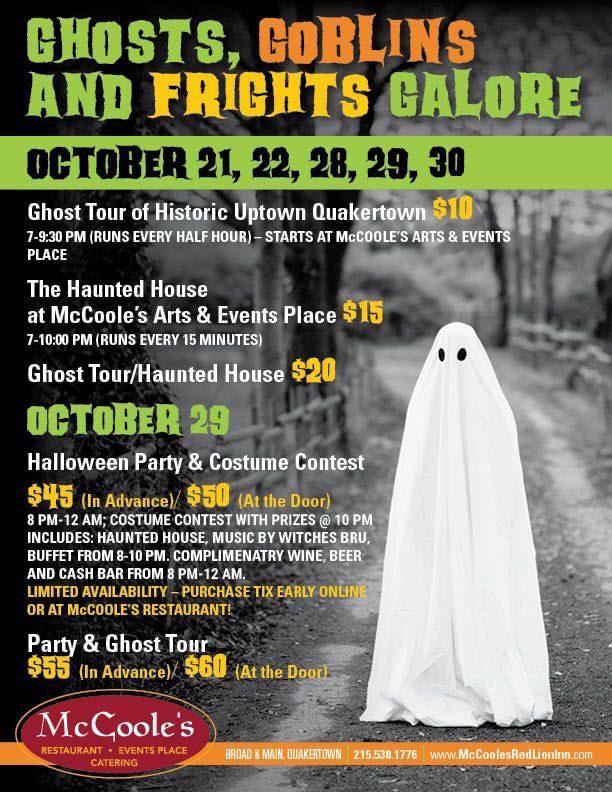 OpenShowLLC's tweet photo. See the #haunted house, go on a #ghost tour & attend the #Halloween party at #McCoole's Arts & Events Place in #Quakertown #LehighValley https://t.co/xESFmnLXsk