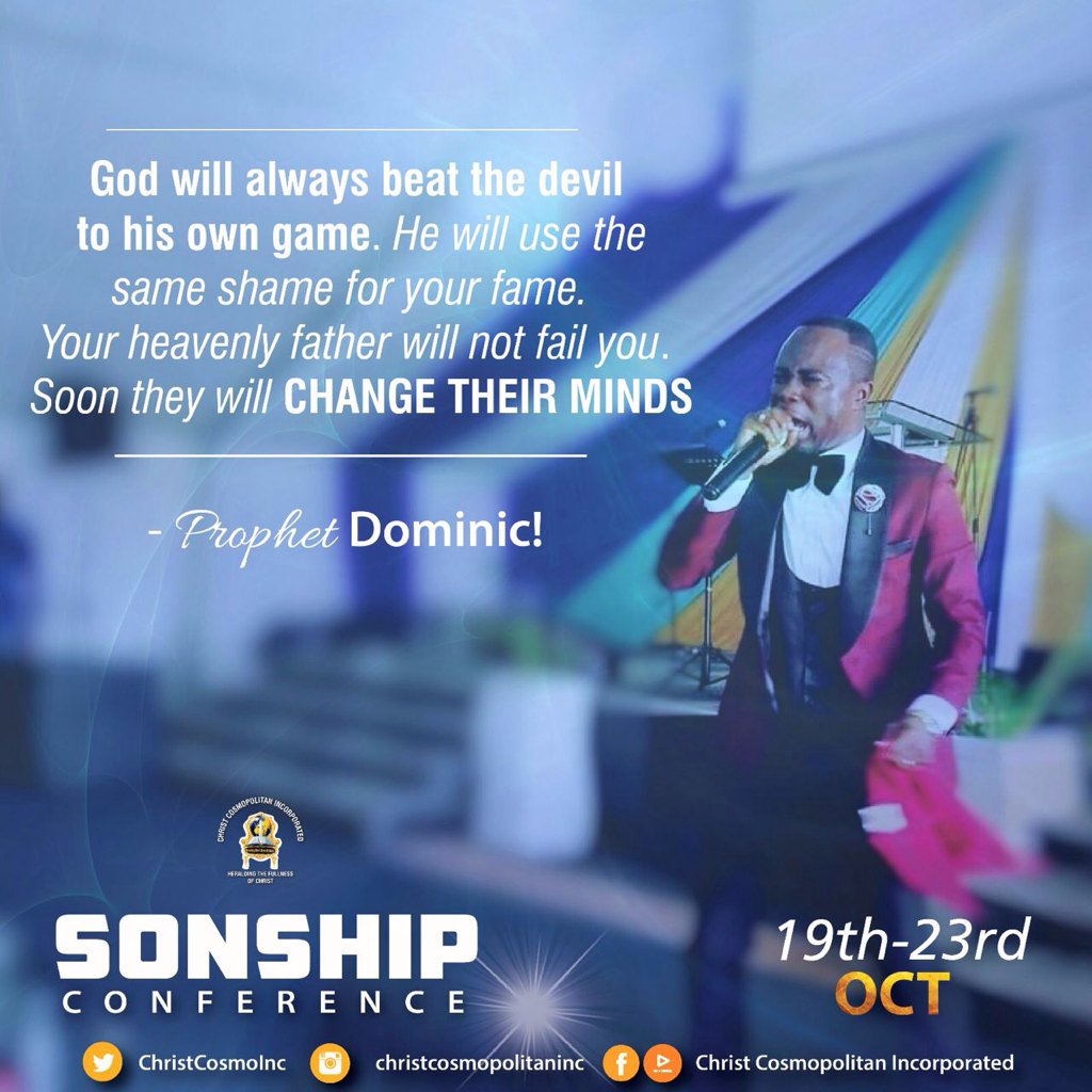 ChristCosmoInc's tweet photo. #ProphetDominic
#SonshipConference https://t.co/nzkEyIafTD