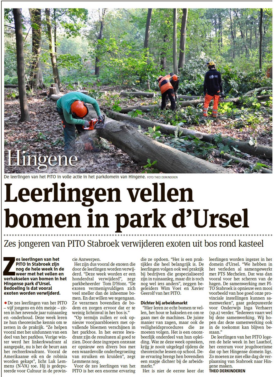 LukLemmens's tweet photo. Samenwerking @kasteeldursel en @PITO_Stabroek: praktijkervaring voor de leerlingen, onderhoud voor het kasteelpark! #Bornem #Hingene https://t.co/mSiN7nQGhn