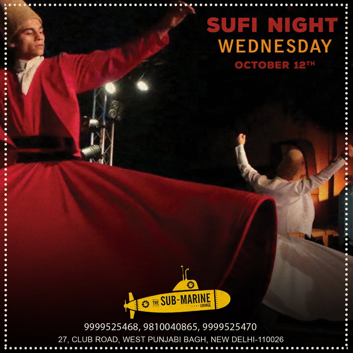 SubmarineLounge's tweet photo. Come join us for an evening filled with sumptuous food and soothing Sufi music at ur  official hangout The Submarine Lounge
#submarinelounge https://t.co/D3xCjodTNj
