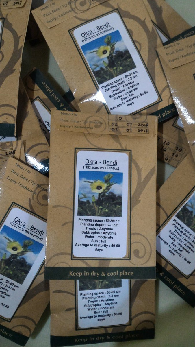 Organic Okra (Bendi) seeds. From Idep Foundation Bali. Only 25k. #stopGMO #againstMonsanto #Organicseeds #Baliseeds #permaculture
