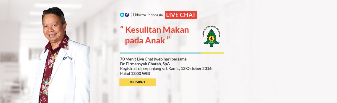 UDoctorID's tweet photo. Jgn lupa, Webinar dgn Dr Firmansyah Chatab SpA: "Kesulitan Makan pada Anak", besok pkl 13.00 WIB >> https://t.co/4lQw6K0Bnc https://t.co/ucuSHJYRuX