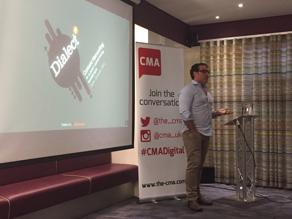 the_cma's tweet photo. Up next we have John Gower, Founder &amp; CEO of Dialect Inc. #cmadigital https://t.co/XMNEUlTb3P