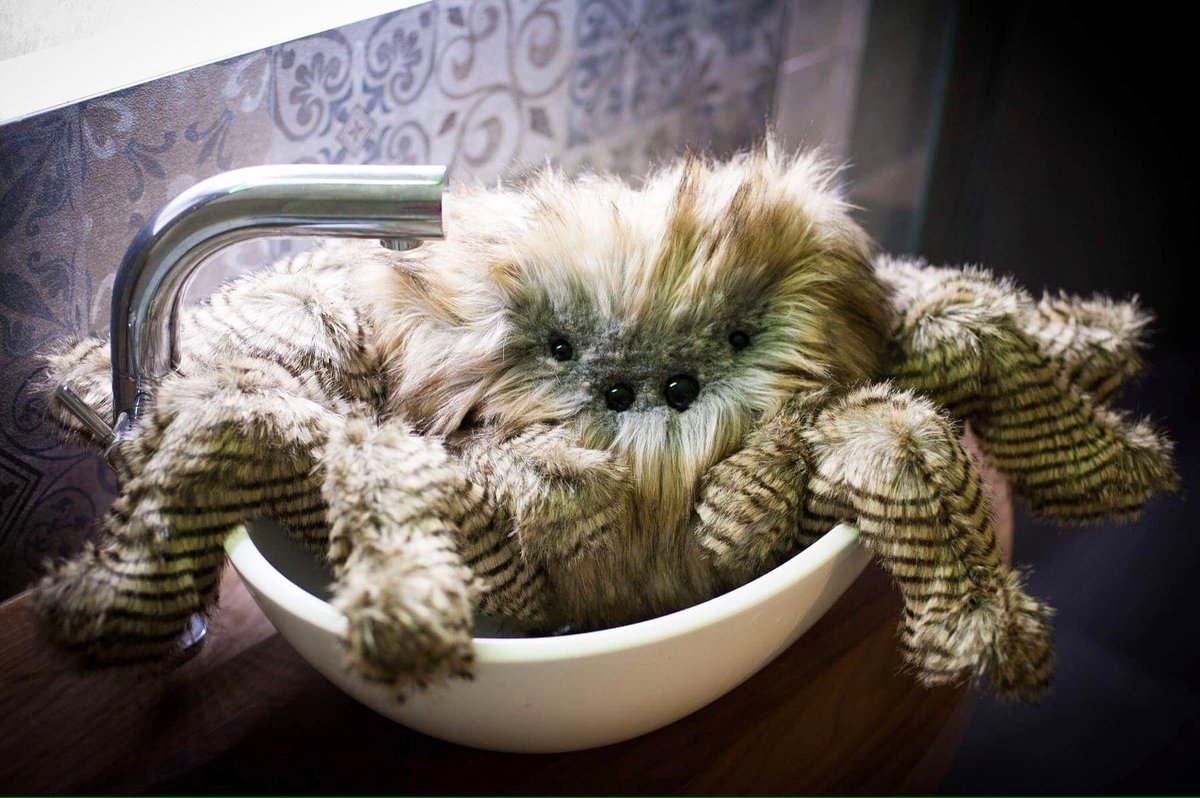 The spiders in my sink, keep getting bigger! #spider #jumping spider #sink #tarantula #halloween #plush #fiberart #softsculpture
