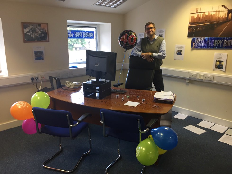 Our Operations Director, Matthew, turns 40 this week. So we've decked out his office accordingly! (much to his delight) #HappyBirthday