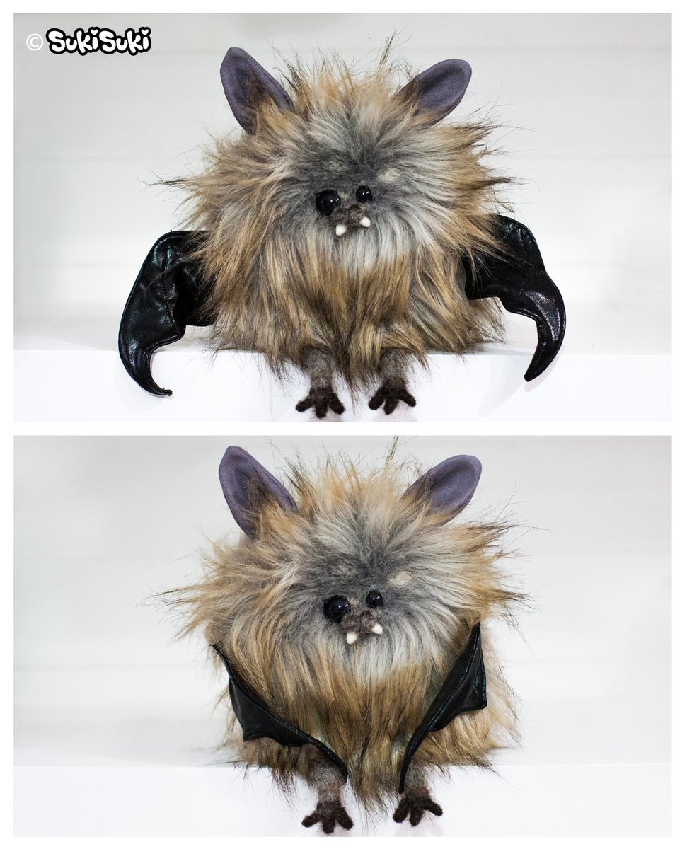 Meet my very first Suki Bat. He's a little fluffball! #fiberart #softsculpture #bat #batty #batplush #plush #halloween