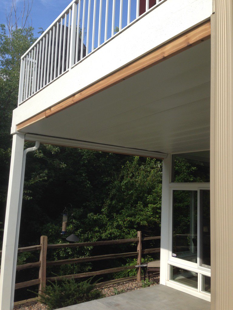 Just Completed - <a href="/ZipUpCeiling/">Zip-Up Ceiling</a> Great way to finish ceiling, stay dry &amp; make underneath brighter #decks #deck