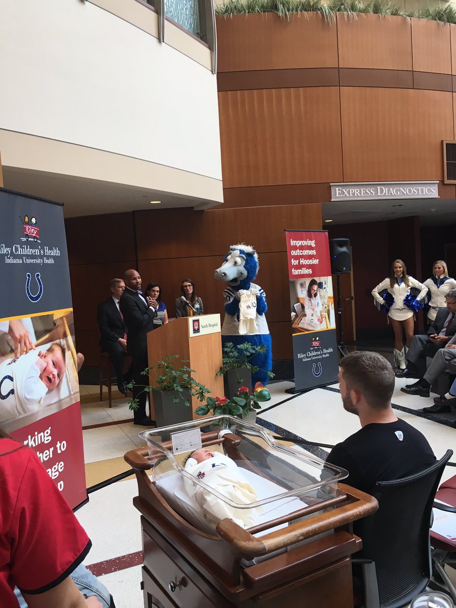 Launching the @Colts infant sleep sack program with @RileyChildrens and @IU_Health to provide new parents with resources for #safesleep