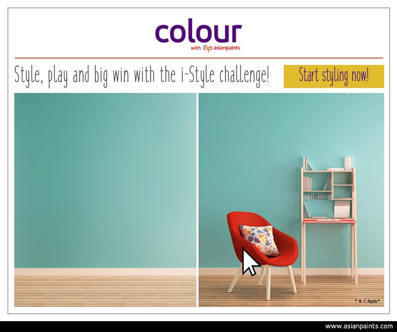 asianpaints's tweet photo. Take part in the i-Style challenge & stand a chance to win a grand room makeover*. https://t.co/EMXXAs2Aph #ColourStore #iStyleChallenge https://t.co/euB2zdCzpV