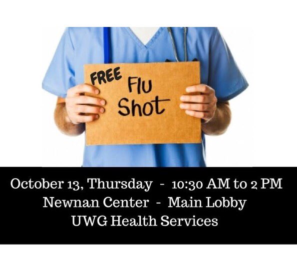 Newnanwolves's tweet photo. Tis the season! 😷 stop by tomorrow for your free flu shot! 💉 #uwgnewnan https://t.co/YRmFPqwJDD