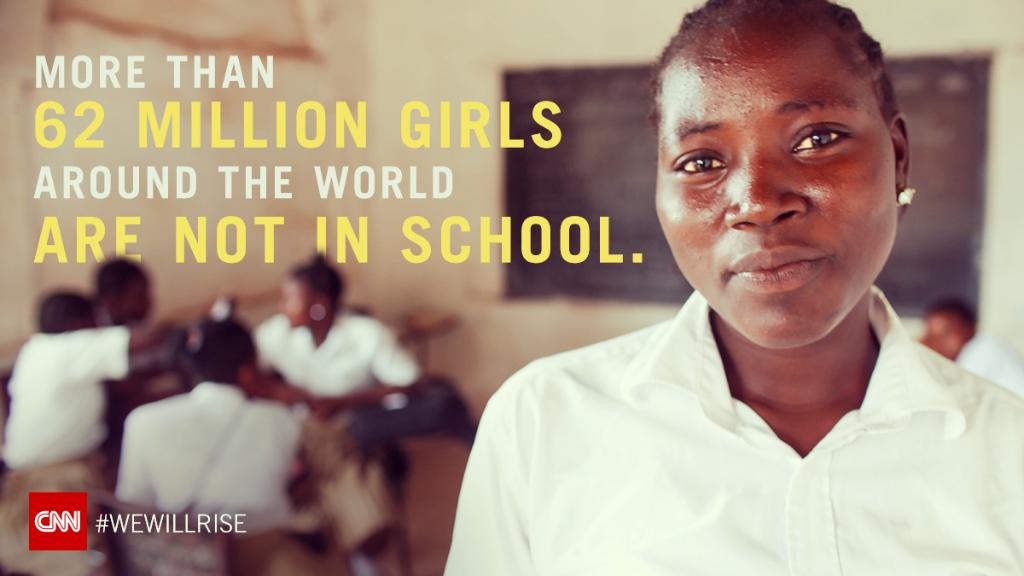 CNNFilms's tweet photo. What can be done to help educate the more than #62MillionGirls around the world not in school? Find out tonight on #WeWillRise at 9ET. https://t.co/gP4EQPP7S5