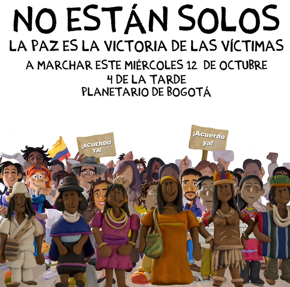 Hoy Bogotá marcha por las víctimas; para que ellos y todos nosotros, tengamos la paz que tanto anhelamos. #TodosPorLaPaz #AcuerdoYa