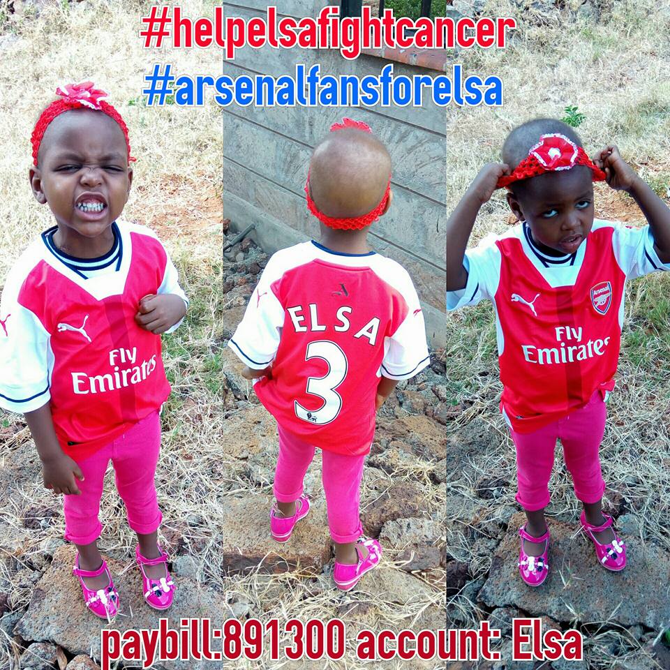Youth_Partners's tweet photo. Elsa is an @Arsenal Fan. She supports us in health & in sickness. @MchezaKE #HelpBabyElsaFightCancer .Mpesa Paybill: 891300 Account No: elsa https://t.co/z3gHVyjGme