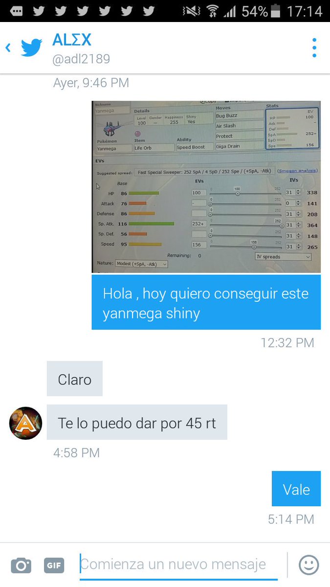 Brais_G_B's tweet image. Necesito 45 RT para un yanmega shiny , los devuelvo #Blessurintercambios