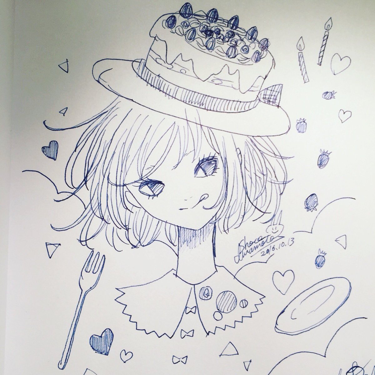 岩本しょうこ お仕事募集中 No Twitter 日付変わって 今日は旦那さんのお誕生日だわ Illustration Girls Birthday Birthdaygirl 万年筆イラスト部 Cake ケーキ帽子 T Co 7hyg1ja2ef