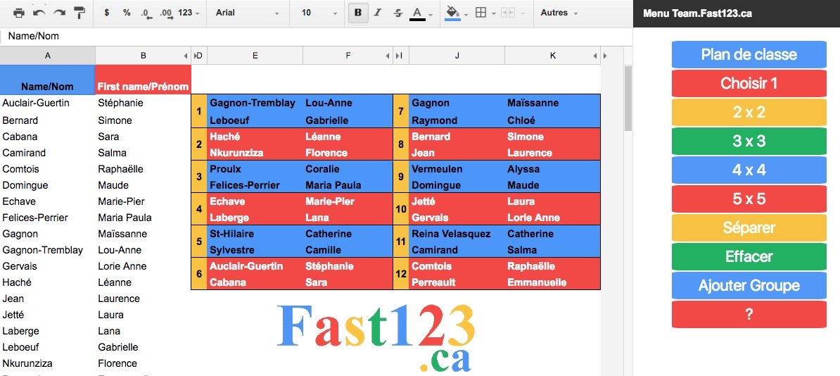 dbeauchesne2's tweet photo. Nouvelle version de https://t.co/13vvtFR254 pour faire des équipes et des plans de classes rapidement #Google #eduQC #Fast123 #education https://t.co/IC4Kg1r0cD