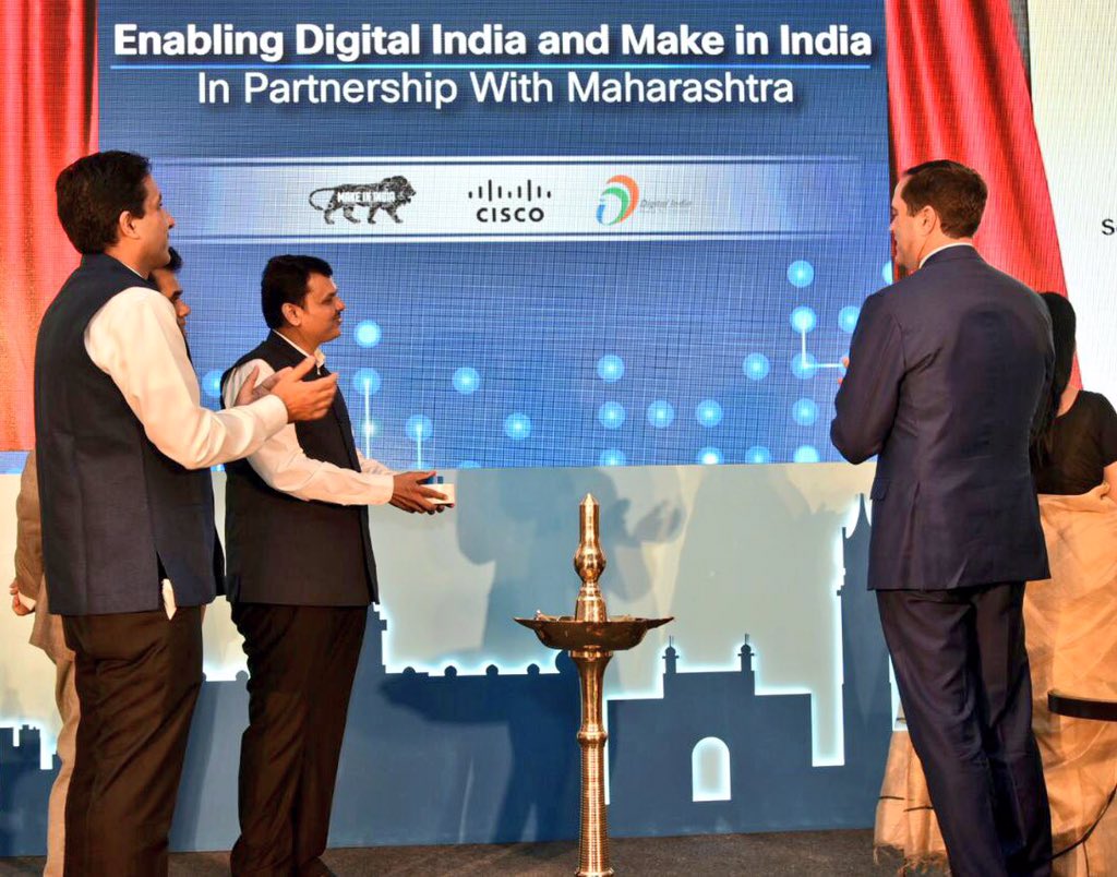 Dev_Fadnavis's tweet image. Unveiled the plaque for @Cisco &apos;s manufacturing facility in Pune with CEO @ChuckRobbins at a function organised in Mumbai.
@makeinindia