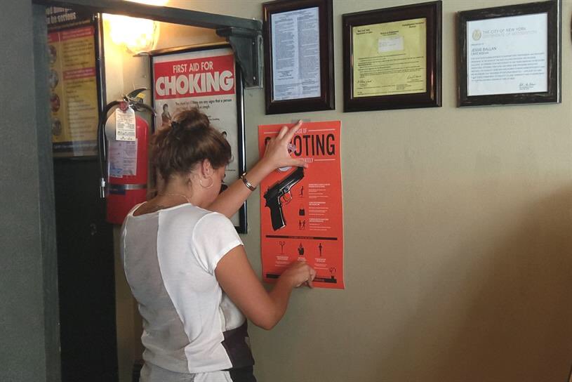 CampaignLiveUS's tweet image. Saatchi goes door-to-door in NYC with mass-shooting poster bit.ly/2dc0OfL