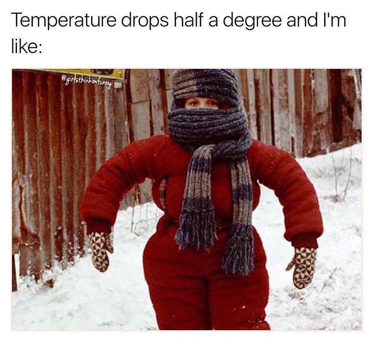 KristenAguirre's tweet photo. .@AhmadBajjeyWx'S forecast has me like... @mikewoolfolk could this meme be more accurate? #alwayscold #freezing #scarfme @NBC_25 @WSMHFOX66 https://t.co/S5o0bmobRh