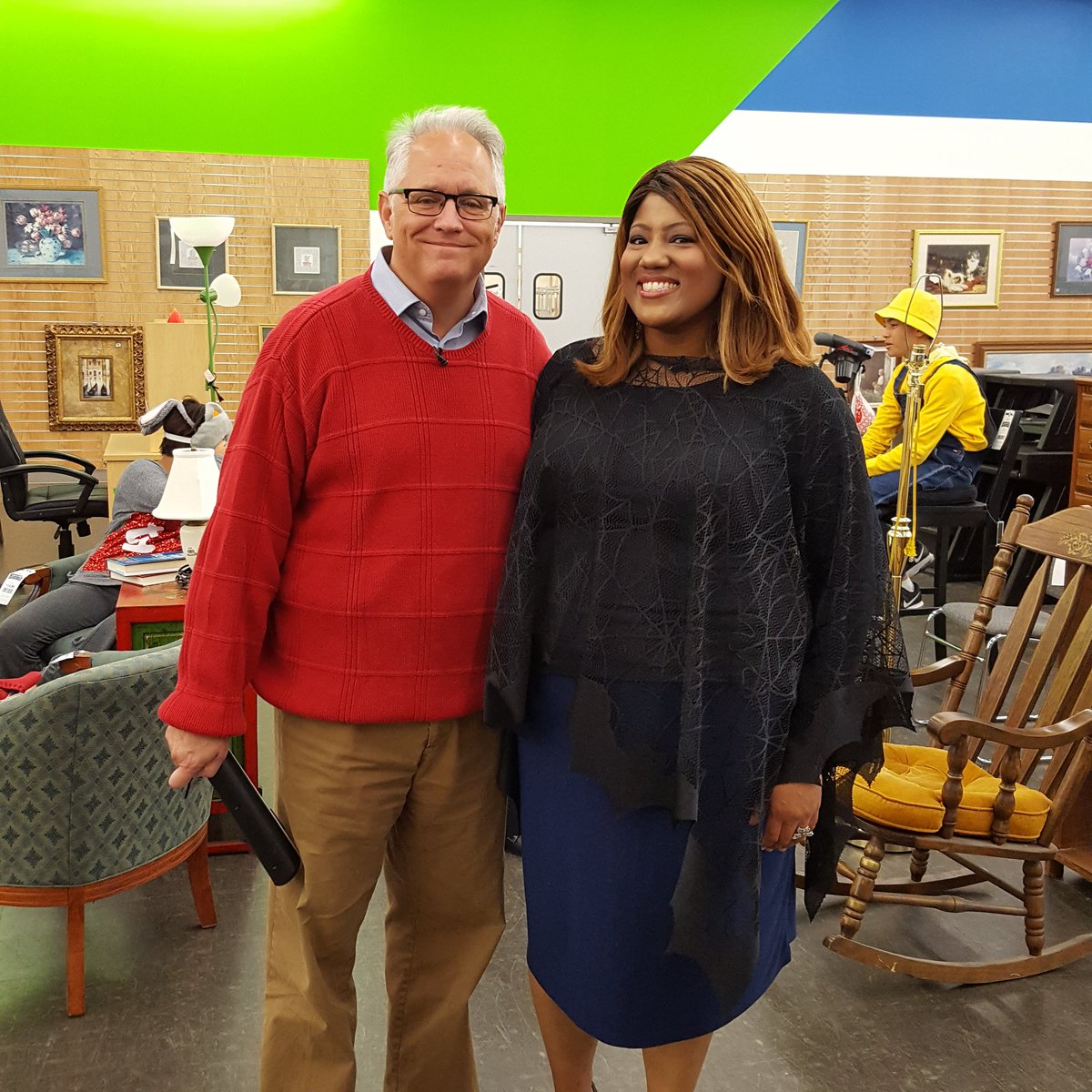 GoodwillMokan's tweet photo. We're here at Goodwill with #KennethBone2016, we mean @joelkclive on @41ActionNews, with frightfully awesome #diycostumes for #Halloween! https://t.co/FBdjjOdpVt
