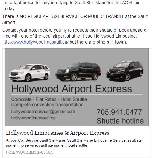 OntInsects2016's tweet image. Important information for those flying to Sault Ste. Marie for the AGM this weekend: