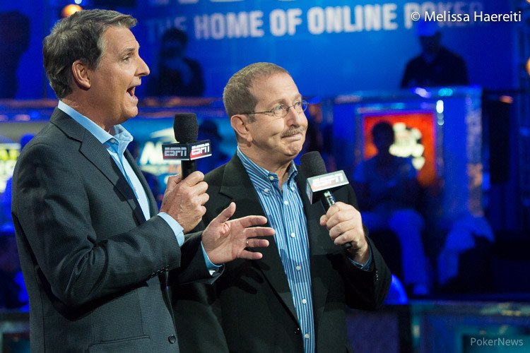 PokerNews's tweet photo. Norman Chad chokes on stale jokes. Is it time to get some new blood in the booth? https://t.co/LvAeWuWwh7 #FiveThoughts https://t.co/ni1j4ouHpM