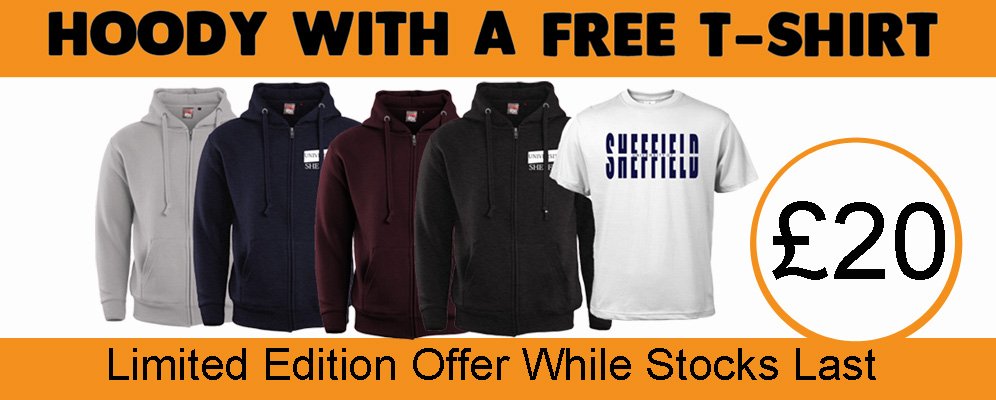 SSUStore's tweet image. Limited Edition offer of a hoody with a free t-shirt from Our Sheffield oursheffieldsu.com @SheffieldSU whilst stocks last