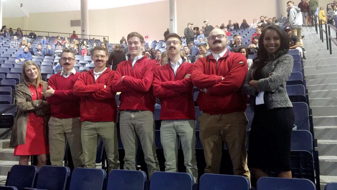 __Katie_Brooke's tweet photo. Students waiting for @mike_pence dressed as #KenBone @ABC13News @LibertyU https://t.co/3lSEAorIds