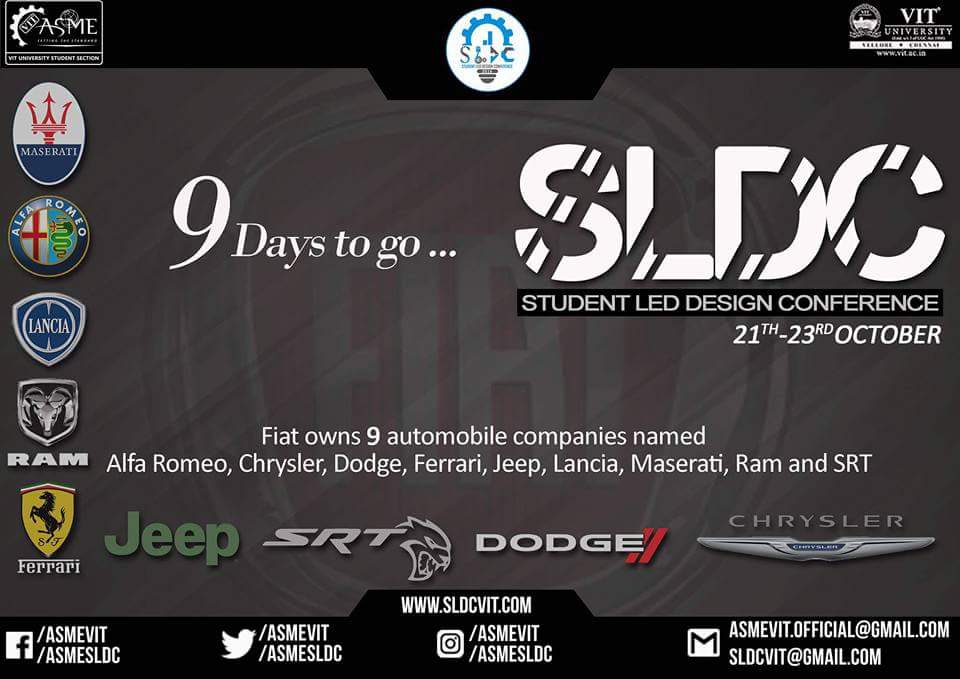 Mechnovate's tweet photo. 9 Days to go!!
Register now at https://t.co/i4HW7bii71
#SLDC2016
#VIT_UNIVERSITY
#ASMEVIT
#SettingTheStandards https://t.co/H0YWTXbGyp